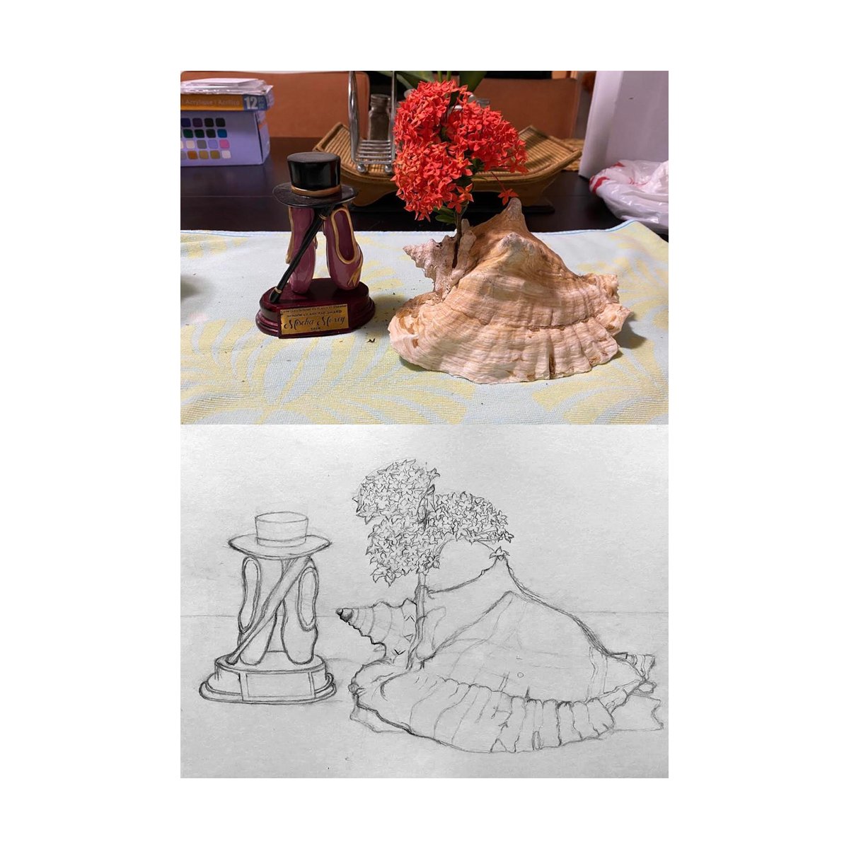 saibahamas's tweet photo. Our Fine Art students work in progress drawings include objects inspired by personal themes the students hope would provoke a sense of introspection for their viewer. #fineart #sai2020 #bahamas #drawing https://t.co/gwHbre1hST