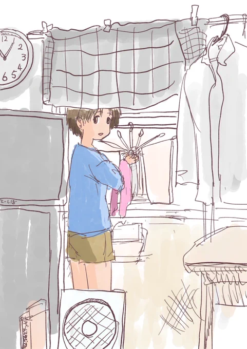 実家に帰ってきてお手伝い中の紗希ちゃん 