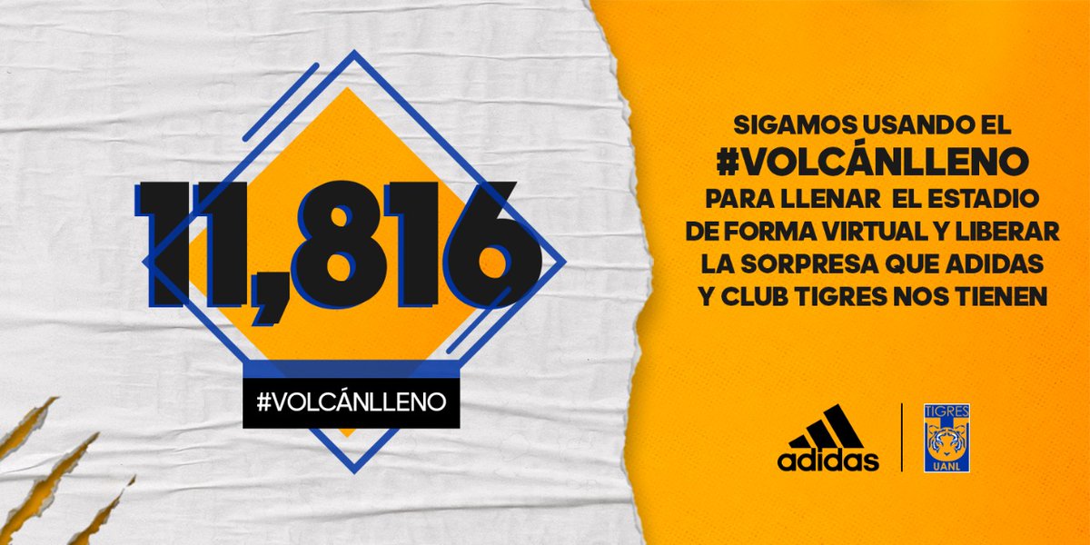 TigresOficial's tweet photo. ¡Venga afición! No dejemos de mostrar esa garra, cada vez estamos más cerca de llegar a los 41,615 tweets para que @TigresOficial y adidas revelen la sorpresa. 

#VolcánLleno 🏟️
#EstoEsTigres 🐯
#6DecadasDeTigres 🟠🔵 https://t.co/cZhSwdhrtc