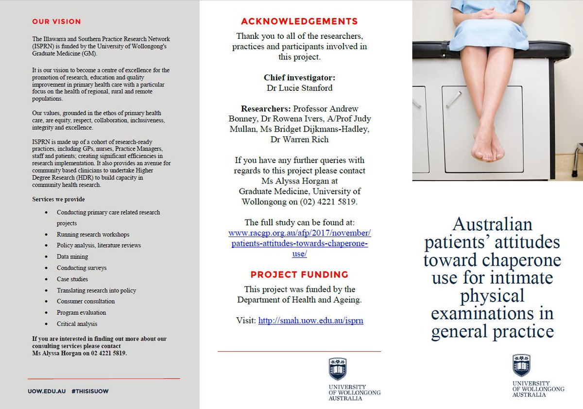 UOWGP's tweet photo. We have created a resource from the findings of our research into "Patient attitudes to chaperone use for intimate physical examinations in general practice" https://t.co/oD5mRa9i7T
