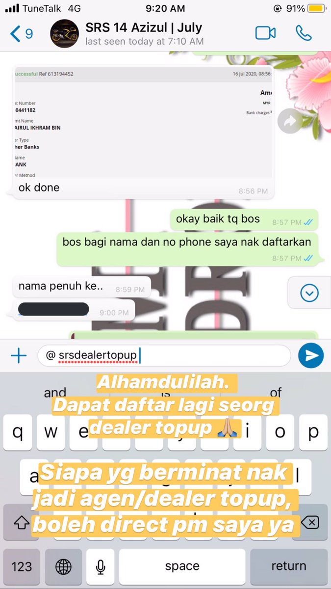 srsdealertopup's tweet photo. Alhamdulilah, dpt daftar seorg lagi dealer topup 16 July.
Siapa yg minat nak daftar sbg agent/dealer topup boleh pm Abe Shaz ya
WhatsApp +60107847964
#DealerTopUp #SRSDealerTopUp #AgenTopUp #AgentTopUp #JualTopUp https://t.co/pNUoJdU53r