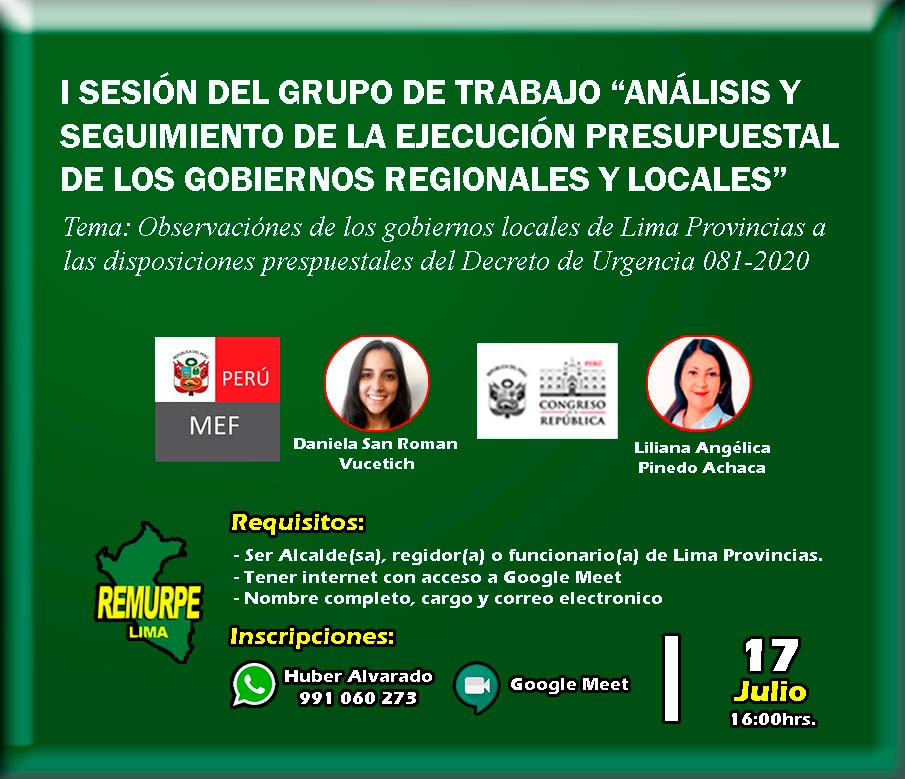 LilianaPinedoA's tweet photo. Realizo la presente convocatoria a la I SESIÓN DEL GRUPO DE TRABAJO "ANÁLISIS Y SEGUIMIENTO DE LA EJECUCIÓN PRESUPUESTAL DE LOS GOBIERNOS REGIONALES Y LOCALES", del cual soy Coordinadora.
#PorTiPerú 🇵🇪
#PorTiLimaProvincias 🇵🇪 https://t.co/y7zDJNqM5L