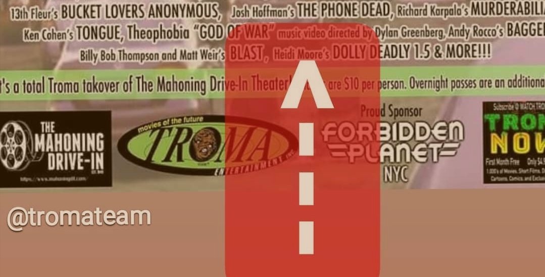 You have been warned...

THE PHONE DEAD

ATTACK

@MahoningDriveIn

August 7

#TromaDance2020

#filmfestival #Troma #nycevent #nycfilm #pdxfilm #oregonmade #oregonfilm #newhorror #drivein #filmfest #film2020 #newshort @PromoteHorror #horrorshort #comedyshort #funhorror #nycdrivein