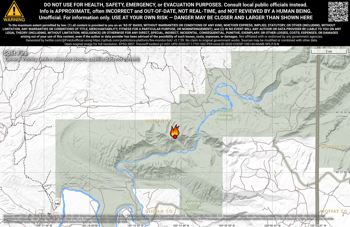 RockyMtnFireBot's tweet photo. #SplitFire 🔥 unofficial, automated update.
~10mi NE of Jensen, UT. ⚠️ DO NOT USE FOR SAFETY PURPOSES - See officials instead. May be incorrect; disclaimers in images. https://t.co/RXL08N70HQ