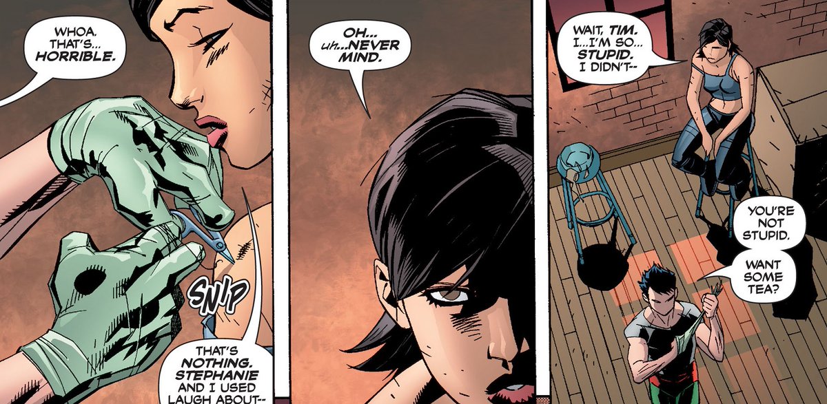 And once again we're back to #58 with Tim struggling and being quiet. Keeping his pain within himself and Cass sees it screaming with her ability.