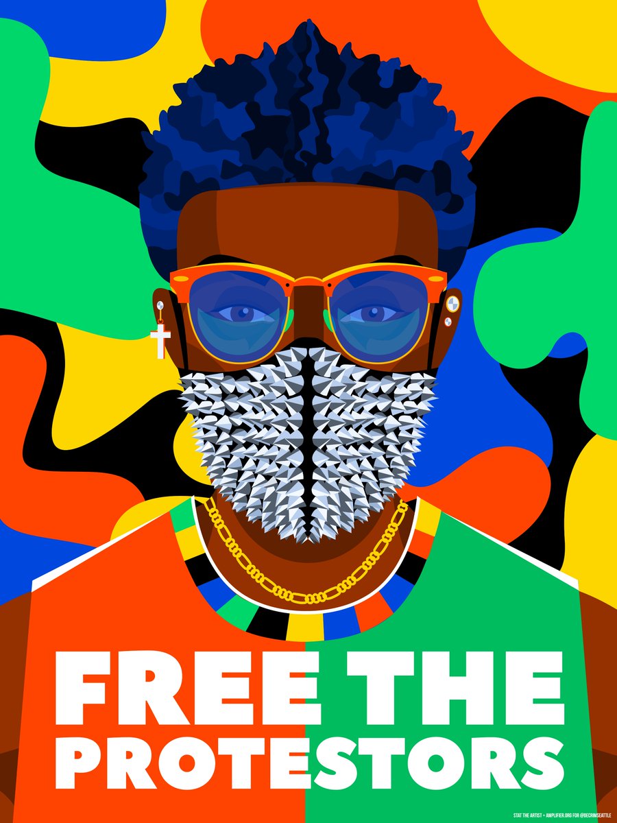 deanspade's tweet photo. Look at these gorgeous designs Stat the artist made with @NikkitaOliver and @DecrimSeattle! #defundSPD #FreeThemAll https://t.co/34lwkS0WtH