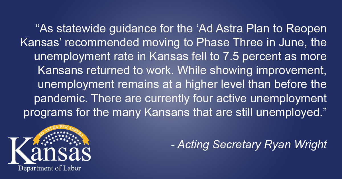 KansasDOL's tweet photo. Check out the full June Labor Report here: https://t.co/rw9XBlC9Jf

#KSDOL #ksleg https://t.co/US5hR8Ssed