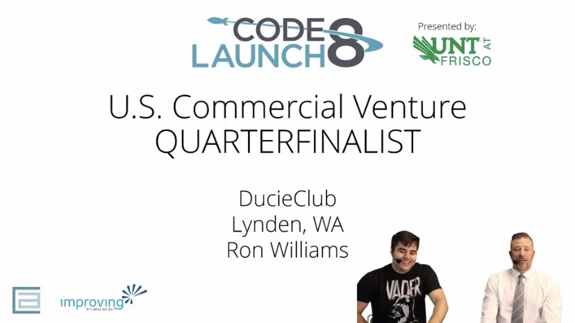 jwducie's tweet photo. Congrats @DucieClub!! Thanks @CodeAuthority @UNTatFrisco and @improving. #DucieClub is so excited to be a quarter finalist for this year’s @CodeLaunch. Congrats to all who entered! We look forward to meeting many new #startups #Entrepreneurs https://t.co/B2E6hml5BJ