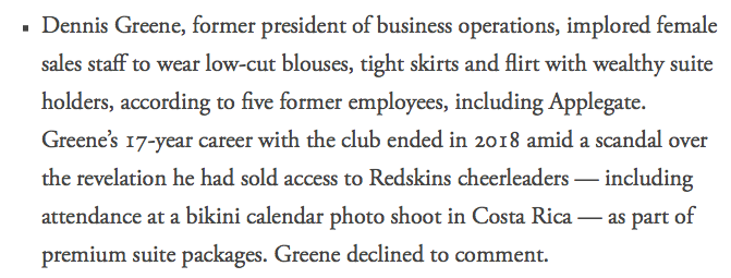 FirstandFan1's tweet photo. Some of the allegations in the WaPo article, confirming the Washington Redskins organization had a rampant culture issue, plus more allegations regarding Jay Gruden (and a personally-motivated benching that may have caused Alex Smith his life-threatening injury) https://t.co/ebYRbhJy3n