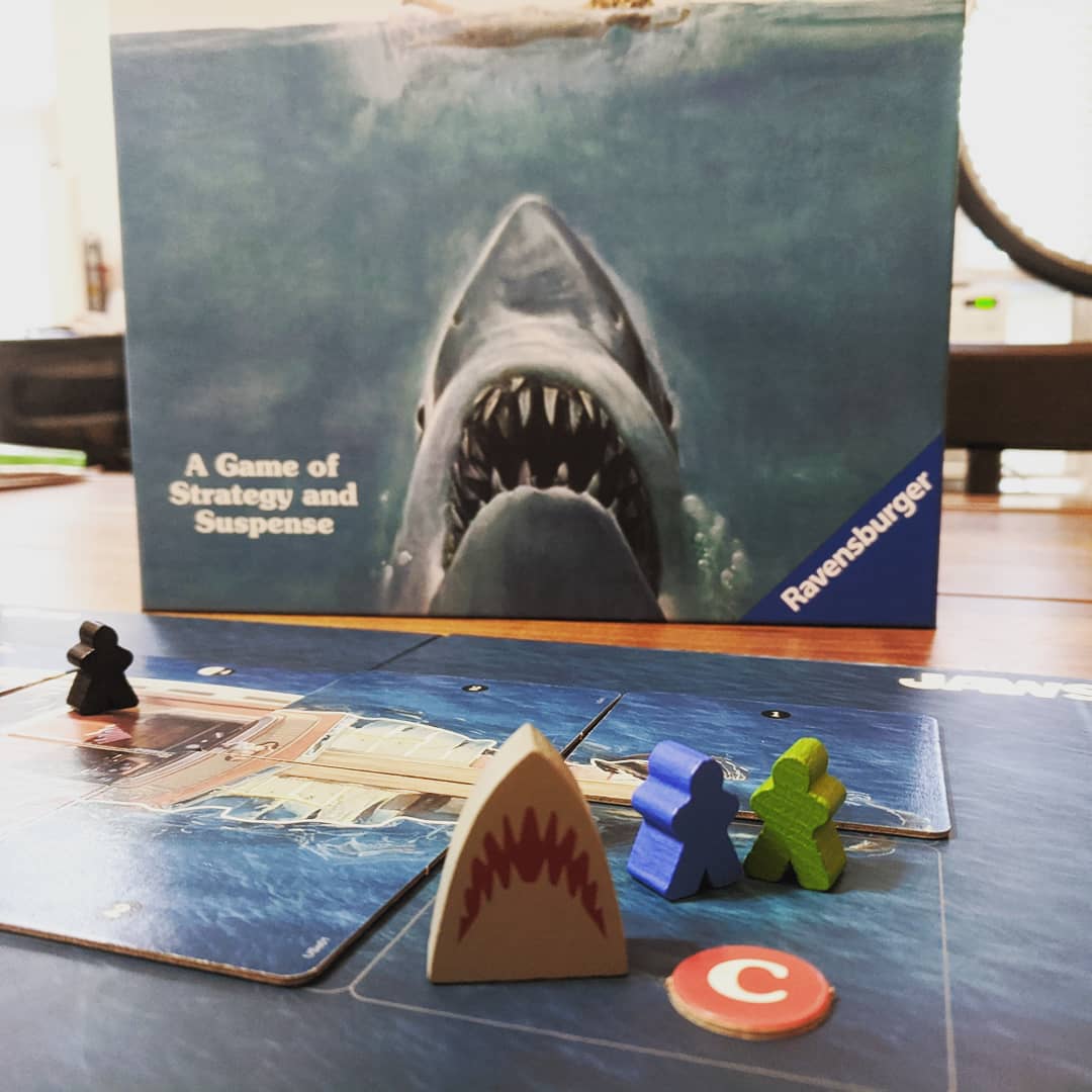 TableTanked's tweet image. Dunnnn dun! Love this movie &amp;amp; I loved this game. Played great as a 2P 1v1 game. Like the film, it has 2 acts. The 1st centered around the shark attacks &amp;amp; played as a hidden movement game. The second on the Orca w/the shark trying to eat the boat &amp;amp; the crew. #tabletop #boardgames