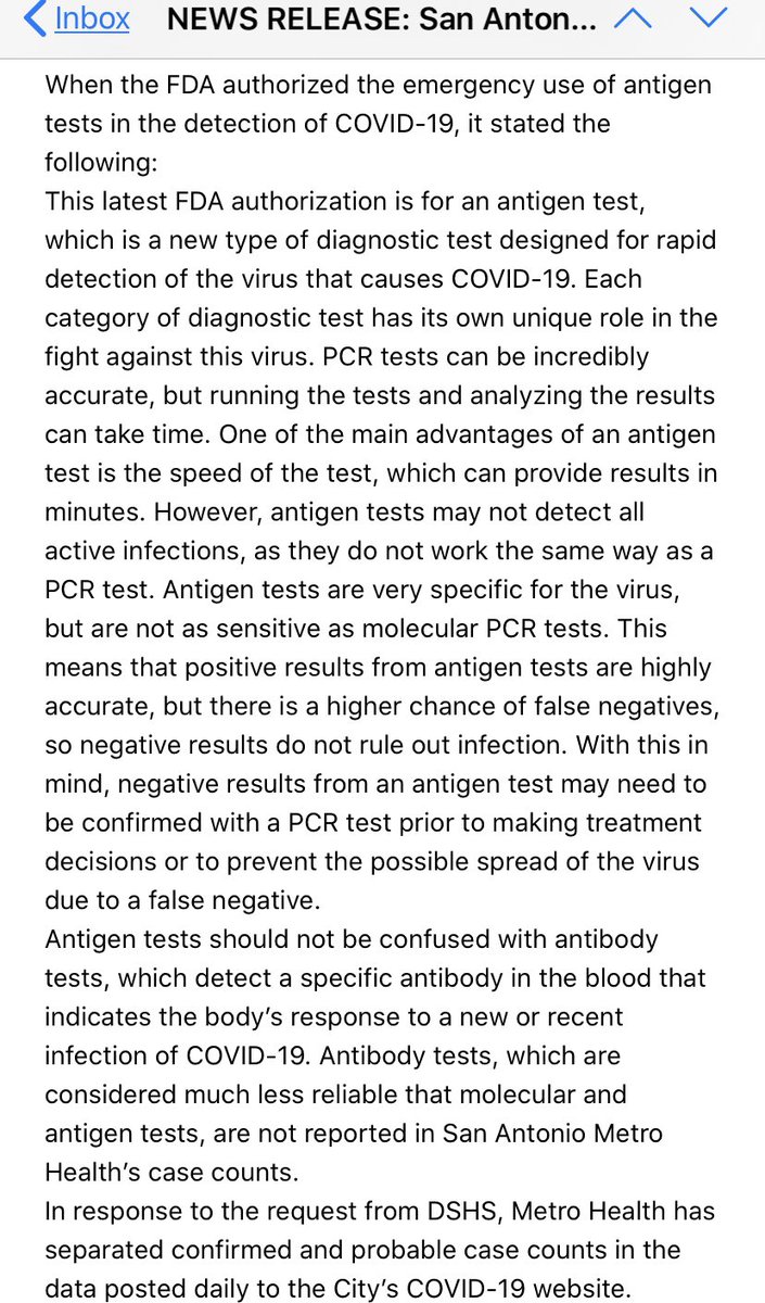 3/ Metro Health will seperate the data visually but continue to report both the PCR (listed as confirmed) and anitigen tests (listed as probable) in its daily case reportingMetro Health notes that antibody tests- which are not the same as antigen) are not included in any counts