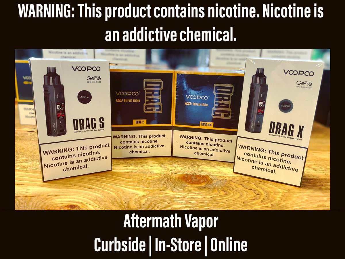 aftermathvapor's tweet photo. New Voopoo products have arrived!! #restockalert #vapeshop #localbusiness #smallbusiness #shoplocal #aftermathvapor #avdenver #aftermathvaporcbd #voopoo #dragseries #drags #dragx #drag2refresh #dragminirefresh #vapekit #podmods #voopoo https://t.co/MoY1Qgb8YK