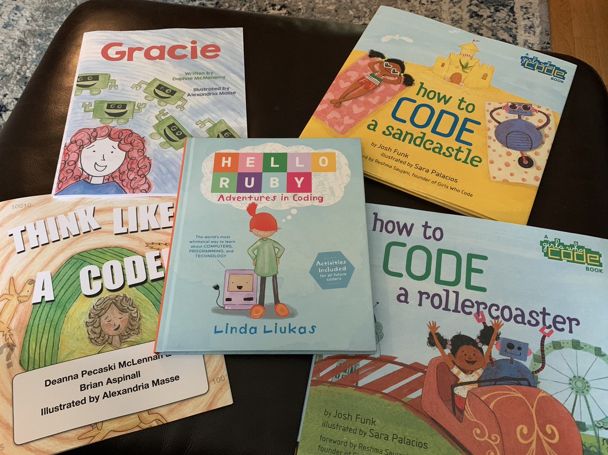 emily_k_wagner's tweet photo. Looking forward to digging into these read alouds and developing some unplugged learning activities to support primary educators with new coding curriculum! @OCDSB @OttawaLouise @msbishop14 @MP_Explorers #ocdsbmath https://t.co/PFYlrLMIhU