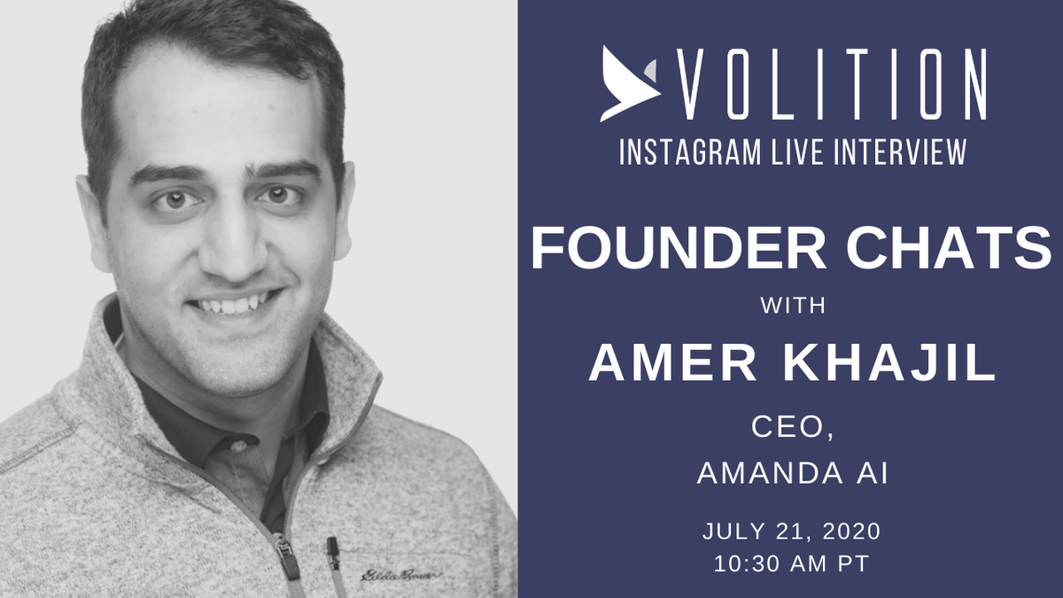 thisisvolition's tweet photo. Next Tuesday join us for an IG Live Founder Chats with Amer Khajil, CEO of @amanda__AI ➡️ https://t.co/ozrwVxyxk7

Amanda AI is a facial recognition technology company obsessed with enriching user experiences.

Tune in on Tuesday!

July 21st at 10:30AM PDT https://t.co/3Di9IF9XXB