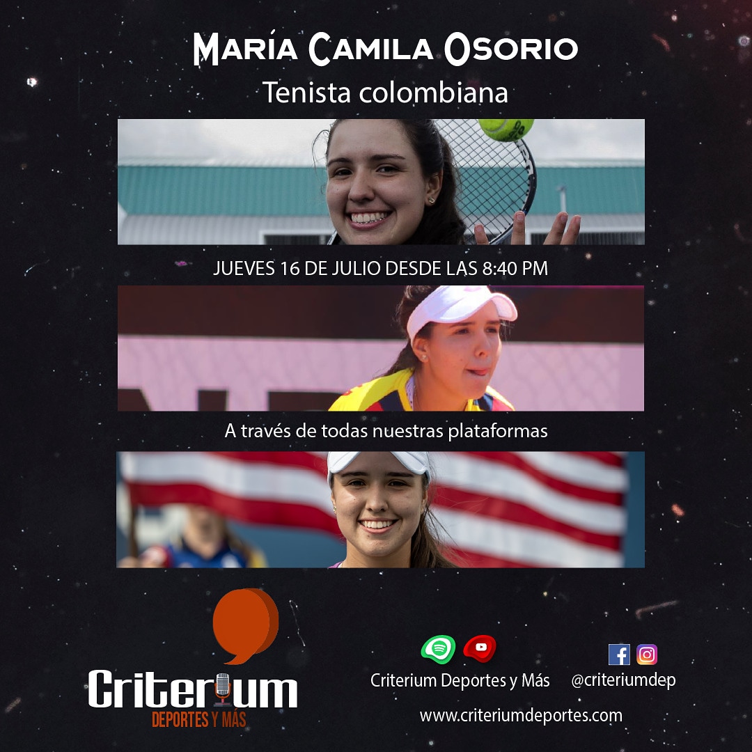 CriteriumDep's tweet photo. #Programa37: Hoy en @criteriumdep, tendremos el honor de entrevistar a @CamiOsorioTenis , la tenista colombiana con mayor proyección en nuestro país y en #suramericana. Los esperamos en nuestro #FacebookLive 📲🔽💥https://t.co/BzKHKzDg58
🎾............🥇...........🇨🇴 https://t.co/5iiMsnApFc