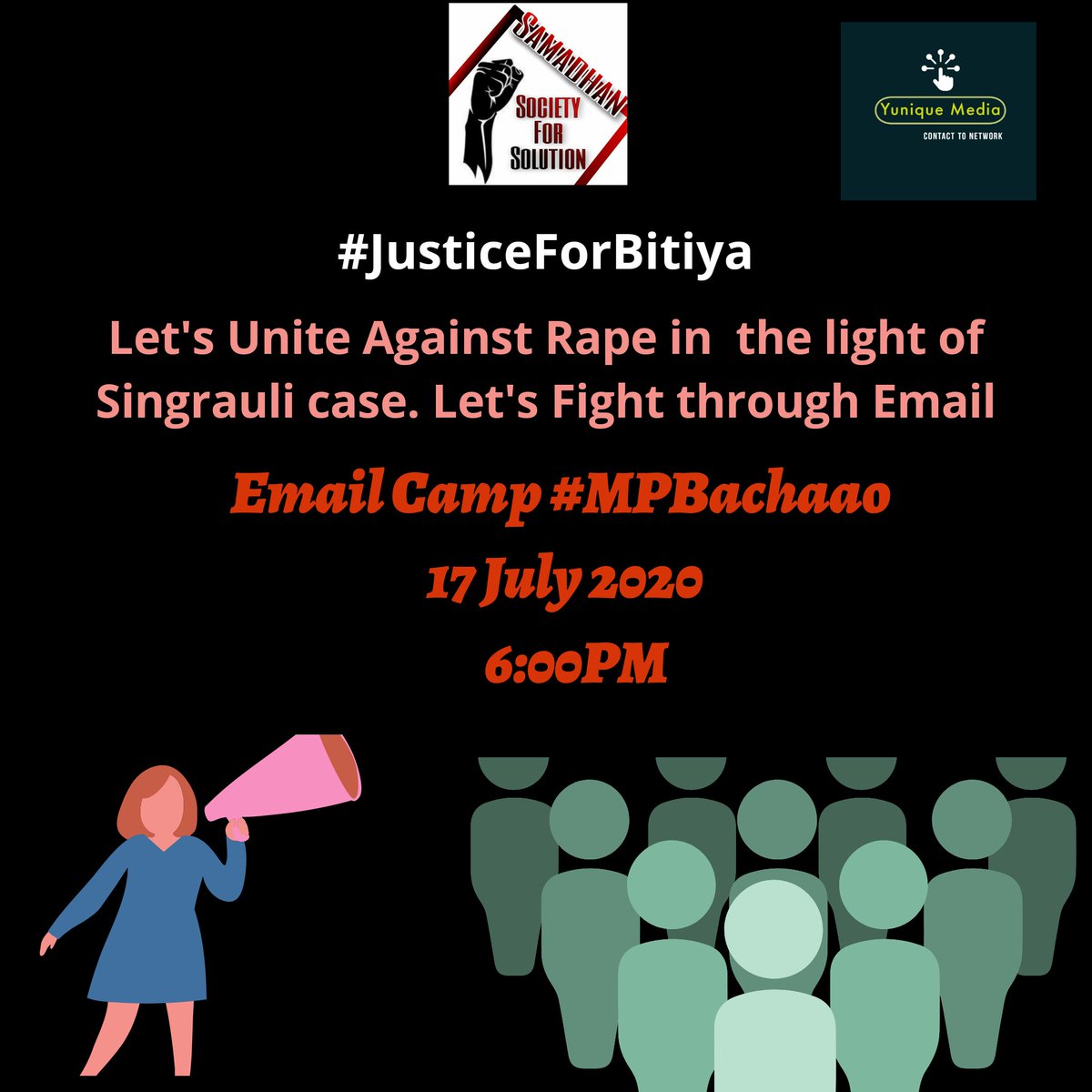RapeSolutions's tweet photo. चाहिए सबका समर्थन आज शाम 6 बजे एक साथ लड़ेंगे अन्याय के खिलाफ़ #HangTheRapist. #JusticeForBitiya #MPBachaaao #SingrauliCase https://t.co/rs48ErgNl7