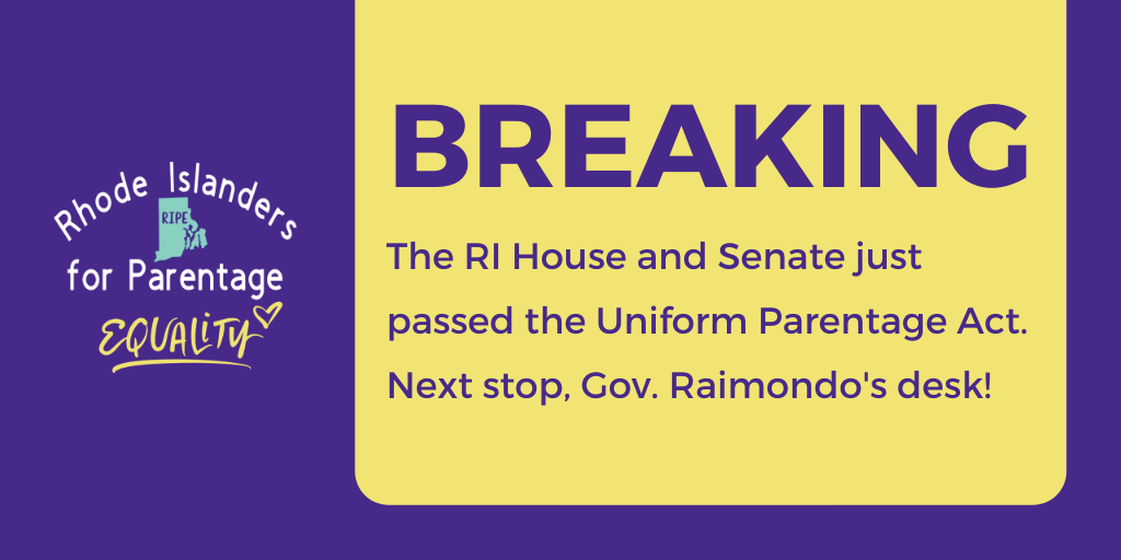 RIPE_Parents's tweet image. We did it! The RI Uniform Parentage Act has officially been passed! Thanks to all the parents, families, &amp;amp; other advocates who have worked so hard for this day! And thanks to @repmcentee33 &amp;amp; Sen. Erin Lynch Prata for sponsoring the #RIUPA &amp;amp; working hard to get it passed this year