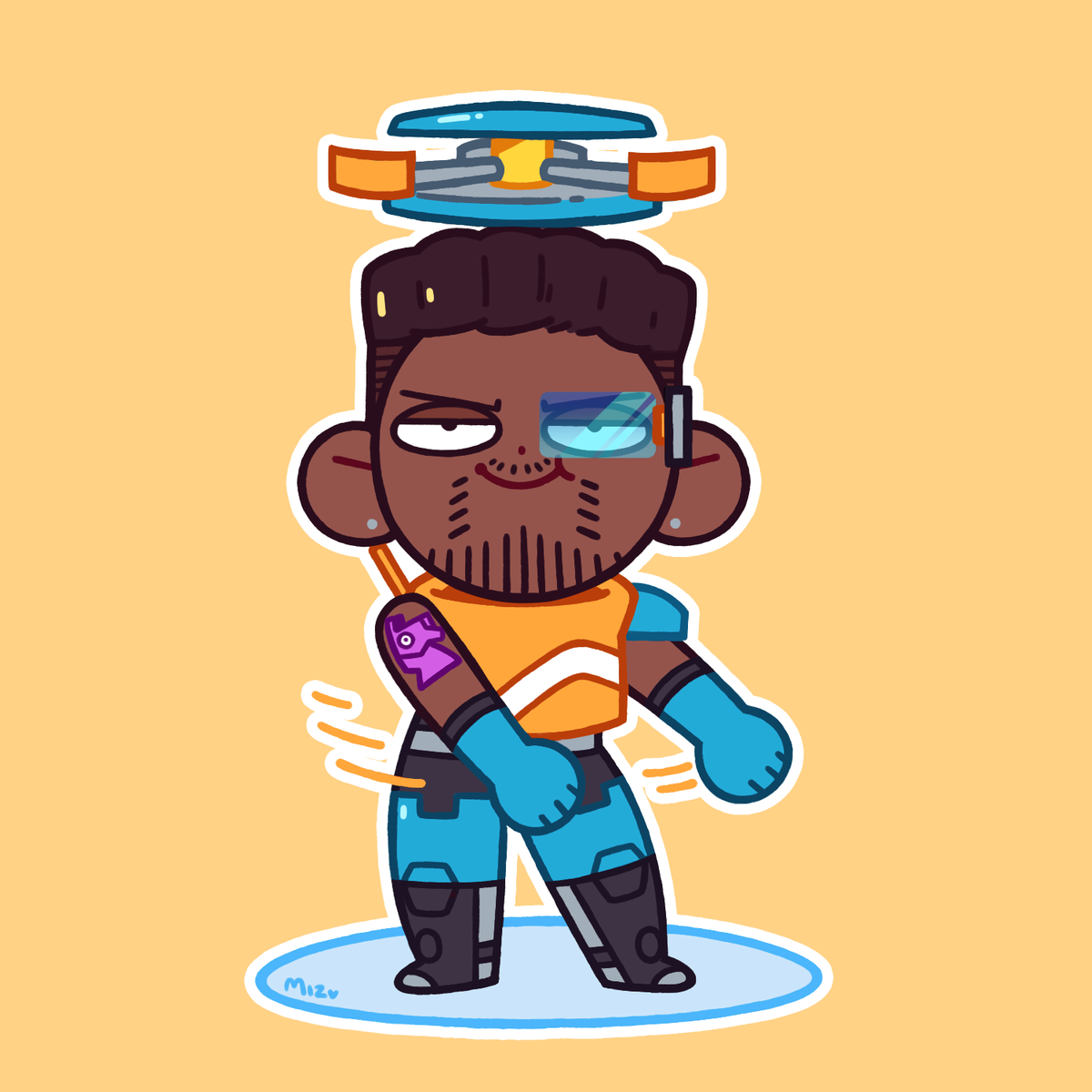 Imagine you're in the middle of a team fight. Your team is losing due to lack of healing, so you look behind you to try and spot the issue, and that's when you see your Bap, under his drone, flossing.
#Overwatch #OverwatchFanart