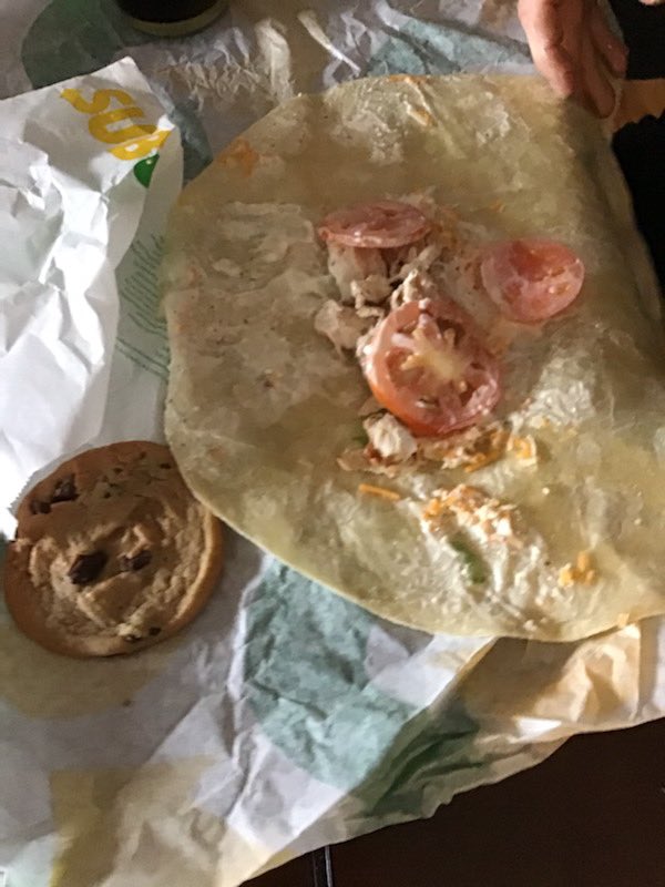 George_Sheppard's tweet photo. @SUBWAY @subwaylistens Ordered two wraps today and delivered by @DoorDash and this is what Subway calls quality. An embarrassment to the Subway brand! Called store and they said take it up with   @DoorDash ! Unreal! That’s my last Subway order. https://t.co/keA4CYs34d