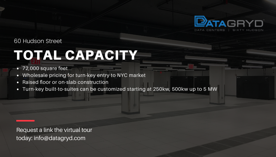 NyInterxchange's tweet photo. #DataGryd offers 15MW of primary power directly from #60HudsonSt, one of the most densely-packed #network hubs on the #internet. We have 72,000 sq. ft. available now for immediate occupancy in #NYC. Check out our facility today: https://t.co/wCuZZA932q #enterprise #edge https://t.co/rlbZsr7OIR