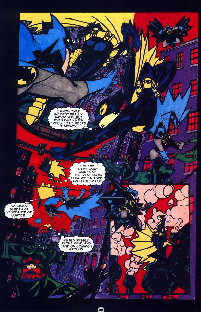 But yeah this future tale has Cass dyed her hair red (in homage to Babs) and yeah. I still love the tale for what it is, Cass is Batman and she's happy with someone. I mean it isn't Steph, but still. Plus we got Cass/Steph too earlier in this issue.