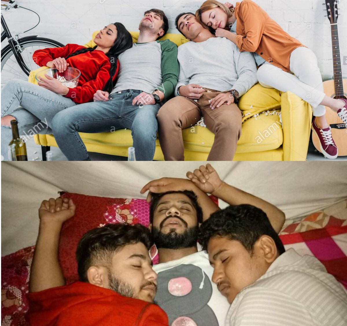 HarryPardesi's tweet photo. Friends Are Sleeping Together..! 

Other Countries VS   Our Country https://t.co/mbUTCwlJnO