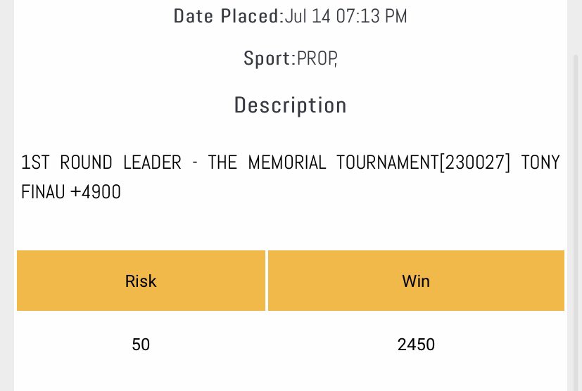 JimboPicks's tweet photo. Oh baby. Been pulling for Tony for a long time and I know he hasn’t won the tourney, but it sure fells like he won something. Shout out to the bro @tonyfinaugolf for putting some $ in my pocket and shoutout to @tracker_tony for keeping in the loop until I got in front of my TV. https://t.co/JZIjGoQDUj