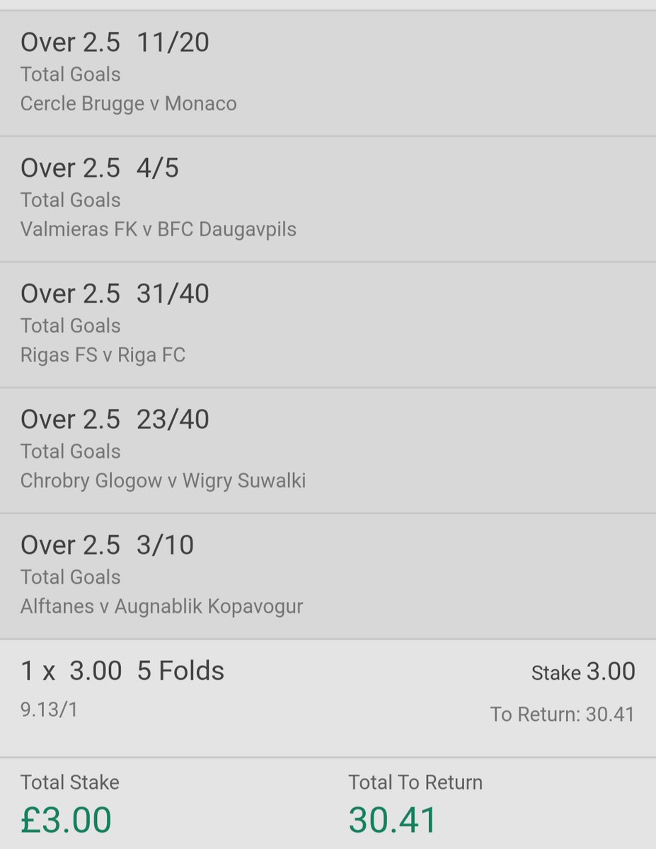 My overs acca's for Friday folks