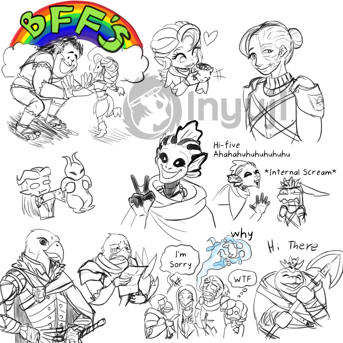 inyujidraws's tweet photo. last bit of the 2nd sketchdump for @_Unexpectables_ featuring some guest stars like @EdBoscoVA as Remy . @Octopimp as Zenrio, @Limesalicious as Lily, & @Lanipator as Digsby #TheUnexpectables #dungeonsanddragons #zenrio #hellina #ith #lily #remy #digsby https://t.co/zqSJ0TEQOx