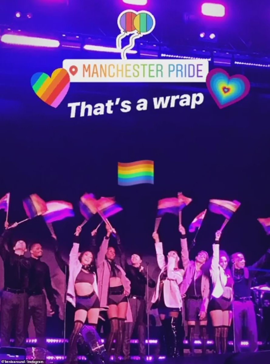 has showed support for the LGBTQ+ community by having a pride visual at her Sweetener World tour / holding a pride flag at some shows.