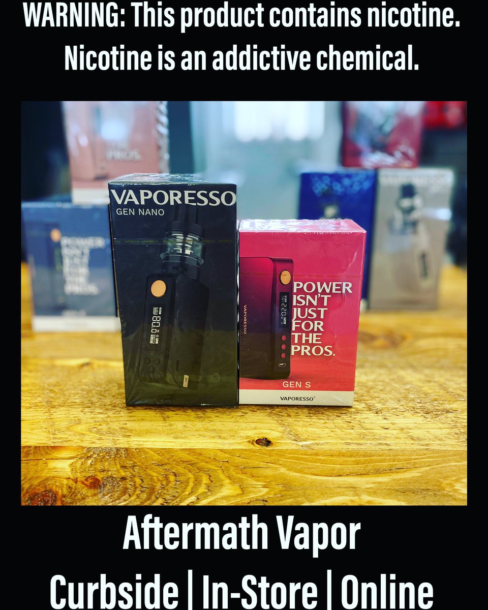 aftermathvapor's tweet photo. New Vaporesso items have arrived! 
#restock #newitems #vapelife #vapeshop #localbusiness #shoplocal #smallbusiness #aftermathvapor #avdenver #aftermathvaporcbd #vaporesso #gennano #gens https://t.co/B5O3gSehas