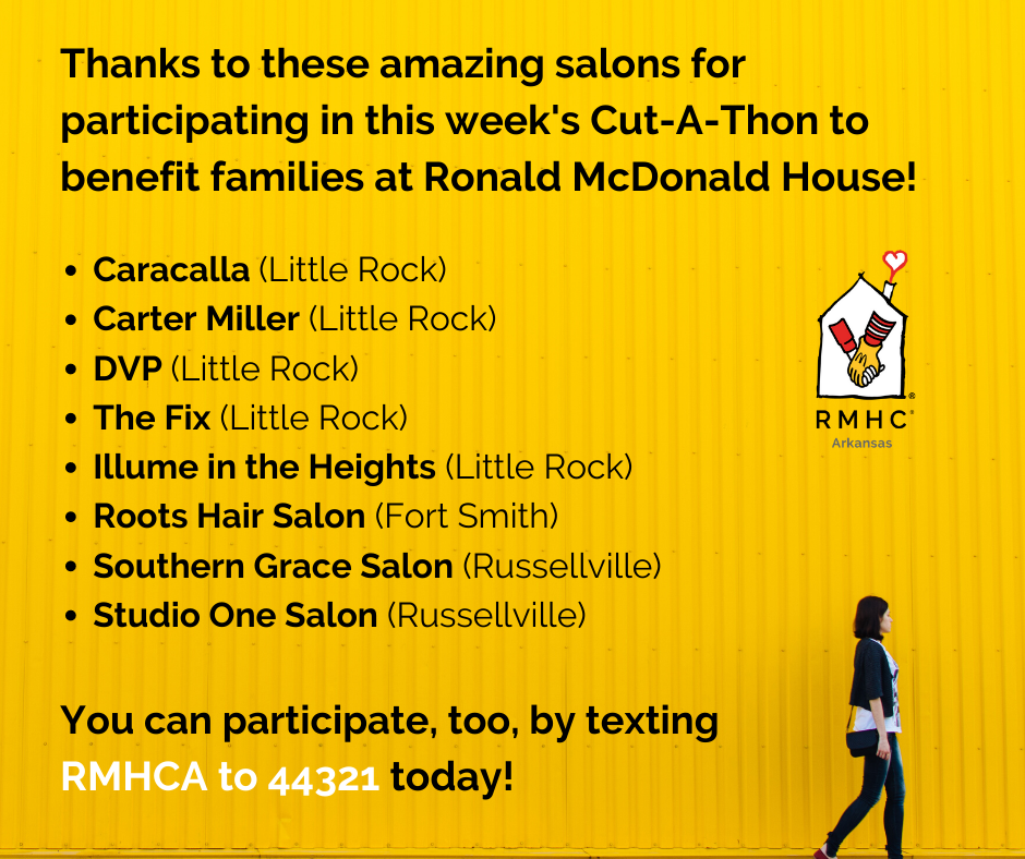 rmhcarnla's tweet photo. Thanks to these amazing salons and their clients for helping families at Ronald McDonald House this week! If you would like to help, too, just text RMHCA to 44321 and you will receive a link to make your own impact. Thank you!
-
#cutathon
#forRMHC
#KeepingFamiliesClose https://t.co/6PsEeJ2iiQ