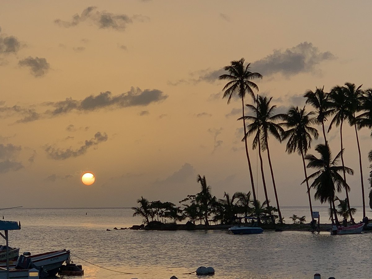 Hazy #sunset 🌅 tonight from SY Pacific Wave moored at #MarigotBay #StLucia it’s all the Saharan dust #CaribbeanYachtCharter