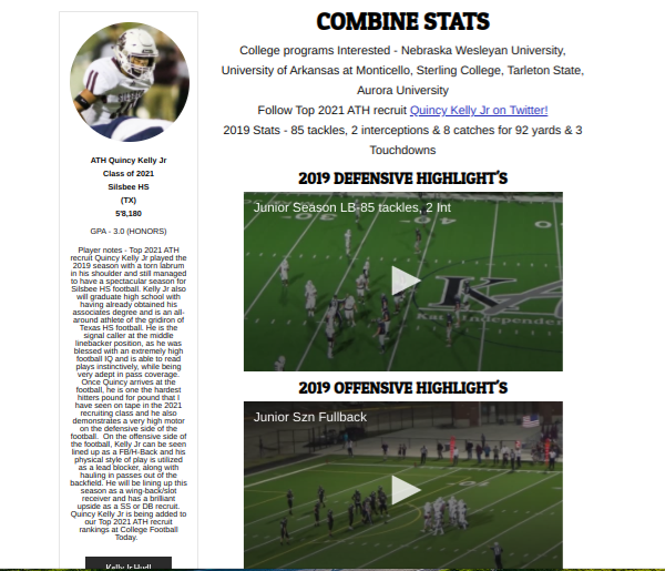 scout_trout's tweet photo. 2021 ATH Quincy Kelly Jr
Silsbee HS
(TX)
5'8,180
GPA 3.0 (HONORS)
Top 2021 ATH recruit Quincy Kelly Jr played the 2019 season with a torn labrum in his shoulder and still managed to have a spectacular season for Silsbee HS football. 

https://t.co/3g0sL1QUb4

#athletes https://t.co/mDDTXFikEo