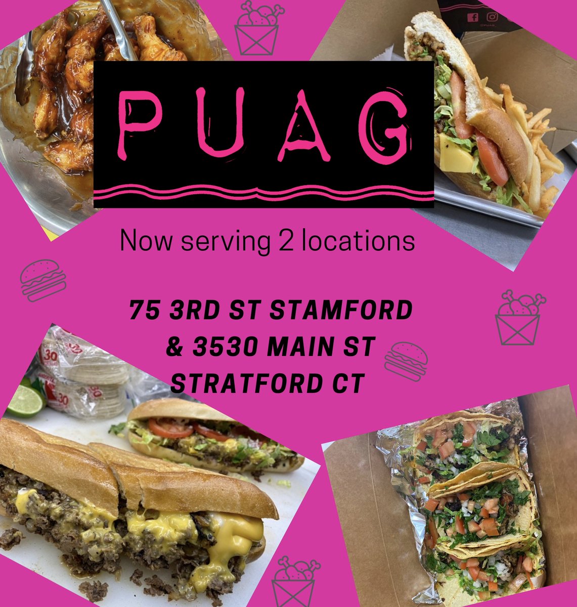 PUAGeats's tweet photo. Order online and pickup from either of our locations!!! https://t.co/H4lSIixN6d 😁😁
🏴

🏴

🏴

#Puageats
#Bridgeport
#Bridgeportct
#fairfieldcounty
#trumbull
#weekend
#ct
#blackrock
#cteats https://t.co/H4lSIixN6d https://t.co/84WwWLc1Z5