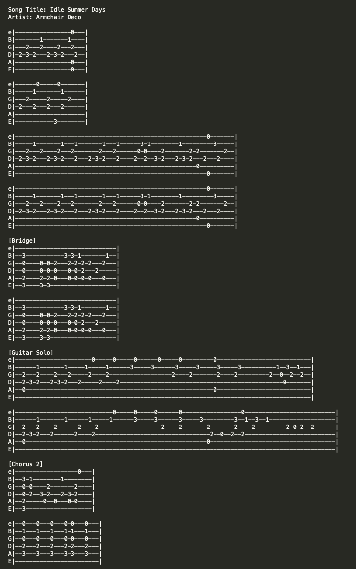 For guitar with tab