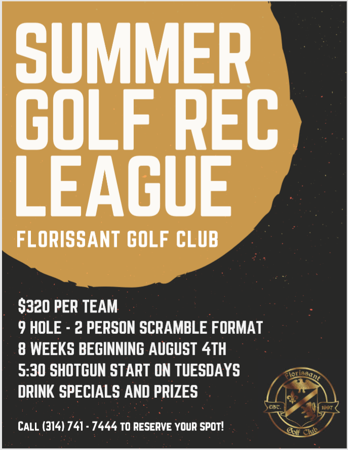 FlorissantGolf's tweet photo. Have you signed up for our Summer Golf Rec League yet?!
Call (314) 741-7444 to reserve your spot now! https://t.co/3Cizoo6Gty