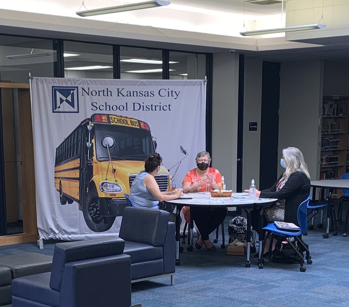 BrianMercerNKC's tweet photo. The @NKCSchools Job Fair at @Northmen_OPHS this morning was an absolute success!!! District leaders interviewed candidates for important positions all morning & afternoon! Thanks to my friend & Assistant Superintendent-Human Resources @Jgaddie for the #MaskUpNKC selfie! #MaskUp https://t.co/4GDDS6XJHh