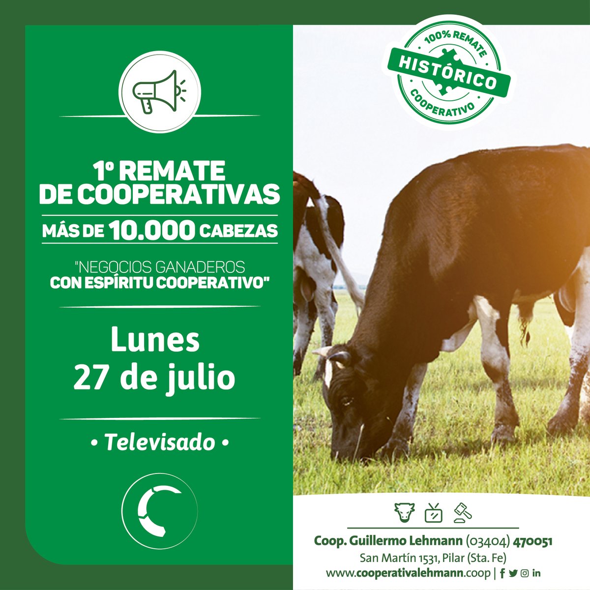 coopcenteno's tweet photo. ✅1° Remate de Cooperativas Más de 10.000 cabezas Negocios ganaderos con espíritu cooperativo.

"En el marco del Día Internacional de la Cooperación 2020".

#Coop #LaIndustrial #Centeno #Lehmann #Remates #Cooperativas https://t.co/XtNmBACVxP