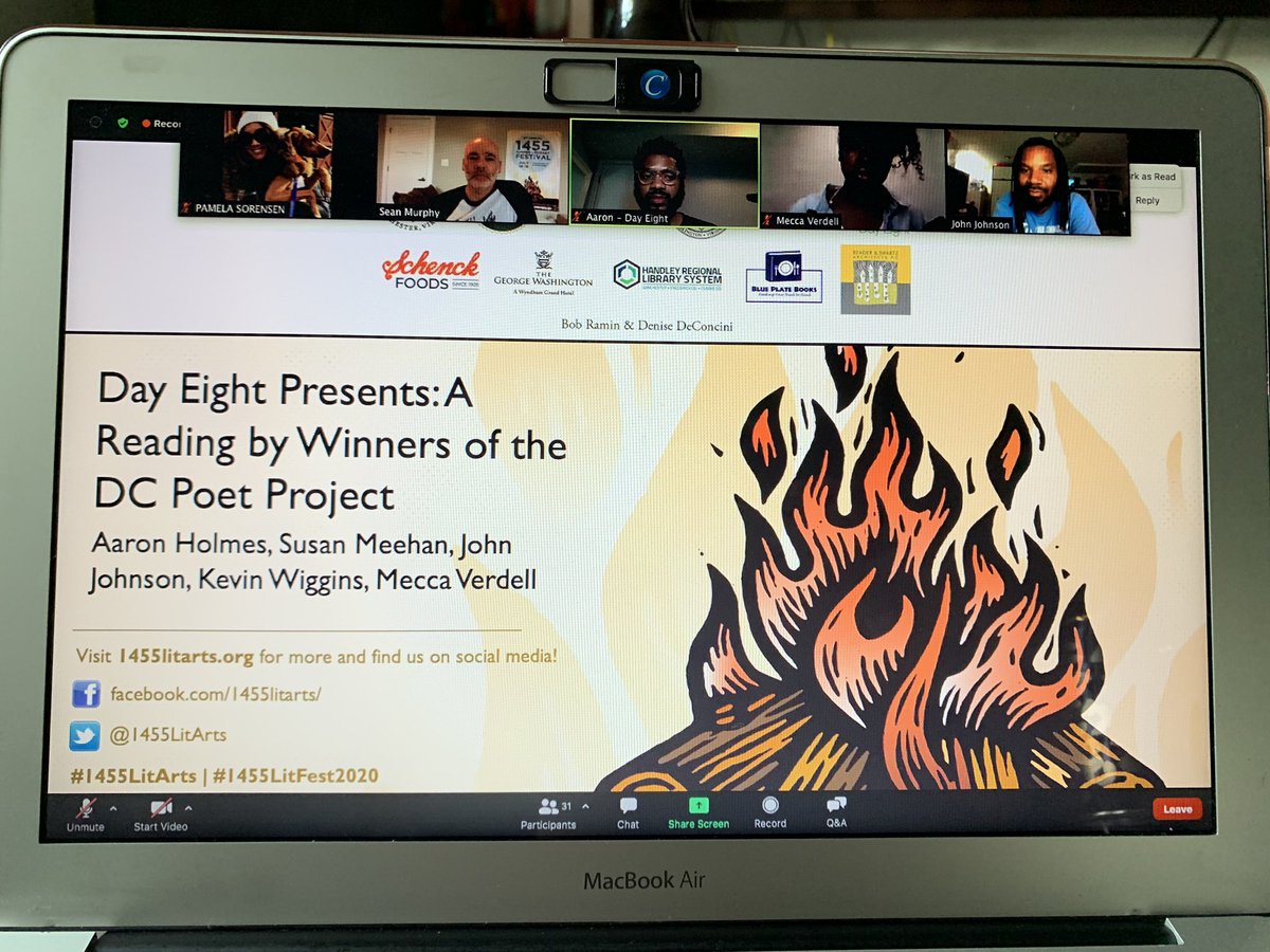 pamelaspunch's tweet photo. We kicked off with @DayEightOrg ! @1455LitArts @bullmurph #poetry #creative #creativewriting #writers #1455LitFest2020 #1455litfest #poets #poetsoftwitter #poetproject #BLM https://t.co/iz8eCrMipP
