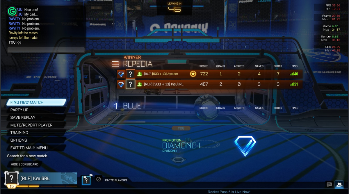 LpediaR's tweet photo. Let 's gooooo our first day playing in PC and we are diamooond !!!!๐๐
#RocketLeague #RoadToChampion #GG #RLranked #DiamondRL #RL https://t.co/H1O6h0TAI8