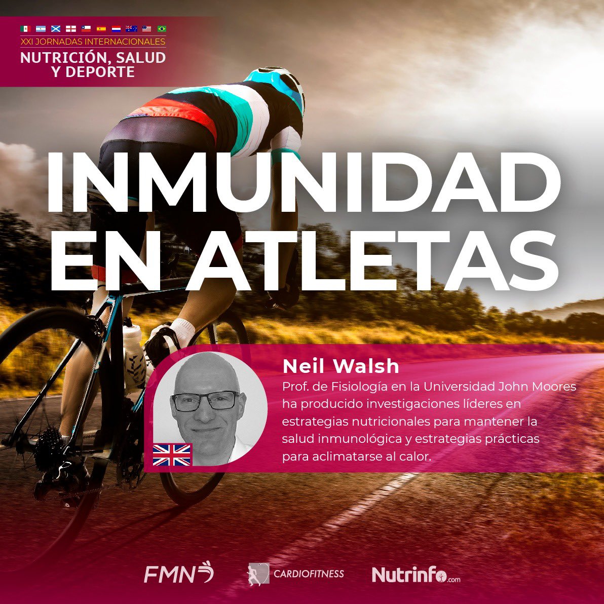 📣 ¡No se pierdan al Profesor Neil Walsh <a href="/ProfNeilWalsh/">Neil Peter Walsh</a> en las Jornadas de <a href="/nutrinfocom/">Nutrinfo.com</a> que nos hablará de la #salud y el sistema #inmunitario en #atletas! Este viernes 17 de julio a las 10:00 am (hora CDMX)