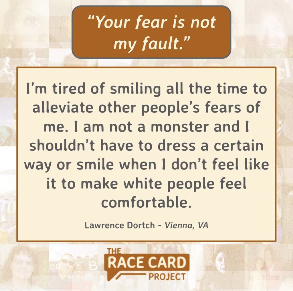 michele_norris's tweet photo. “Your fear is not my fault”“
#theracecardproject
https://t.co/z2tapK4zxs https://t.co/q201ldvjSQ