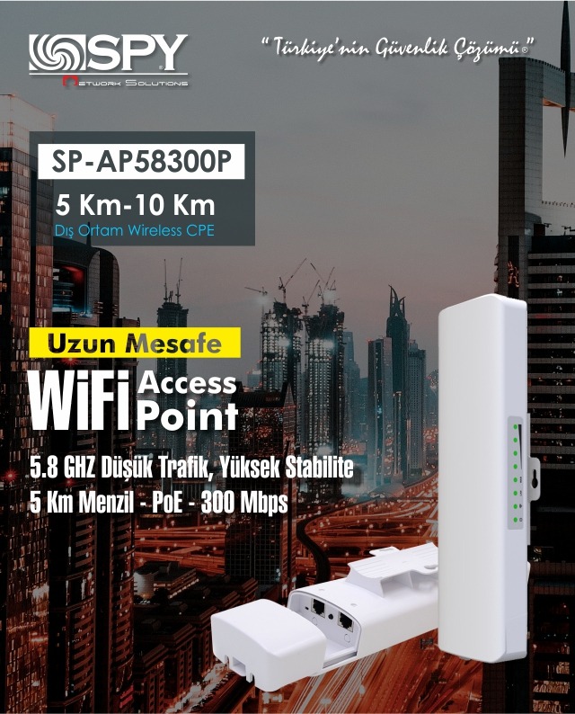 SPY Marka Access Point ile,
Uzun Mesafelerde Kameralarınızı Kablosuz Aktarın! #spy #marka
#wifi #access #point #poe #adaptor #qualcomm #dual #band #hanelektronik
spy.com.tr @spy_guvenlik
hanelektronik.com.tr
444 1 426