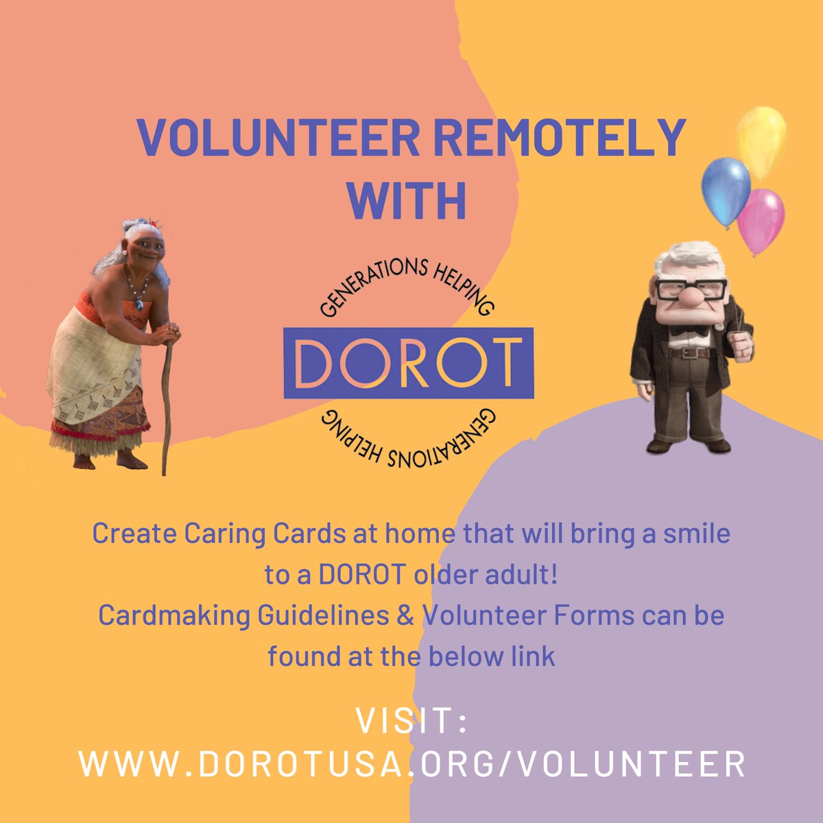 Great opportunity to volunteer remotely with <a href="/dorotusa/">DOROT</a> 🌎🌤You can make Caring Cards on your own or with a group of people to send to DOROT older adults!🎨🧶You can find the card making guidelines &amp; volunteer form on the link provided or message us for emailed PDFs🍊🐻