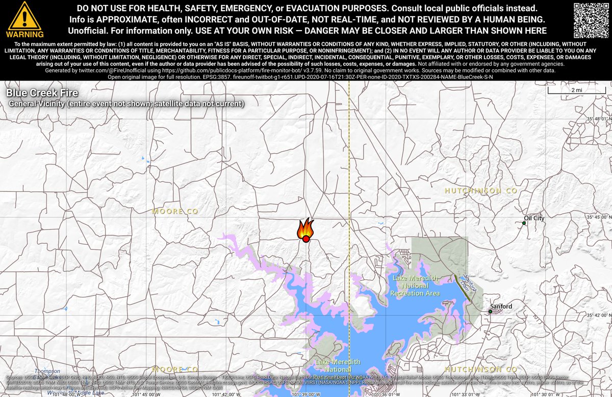 SWFireBot's tweet photo. #BlueCreekFire 🔥 unofficial, automated update.
@AllHazardsTFS; ~5mi NNW of Lake Meredith Estates, TX. ⚠️ DO NOT USE FOR SAFETY PURPOSES - See officials instead. May be incorrect; disclaimers in images. https://t.co/8IZNmywwGD
