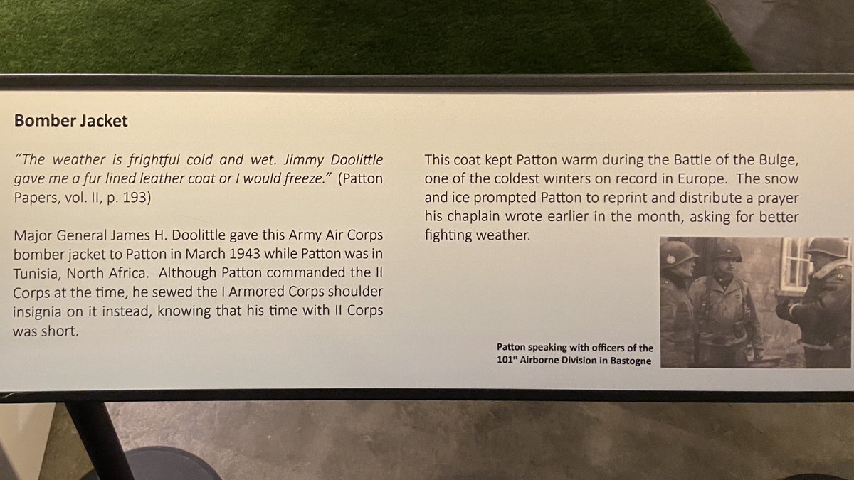 The story behind Patton’s bomber jacket that he wore during World War II, including the Battle of the Bulge.  #WWII