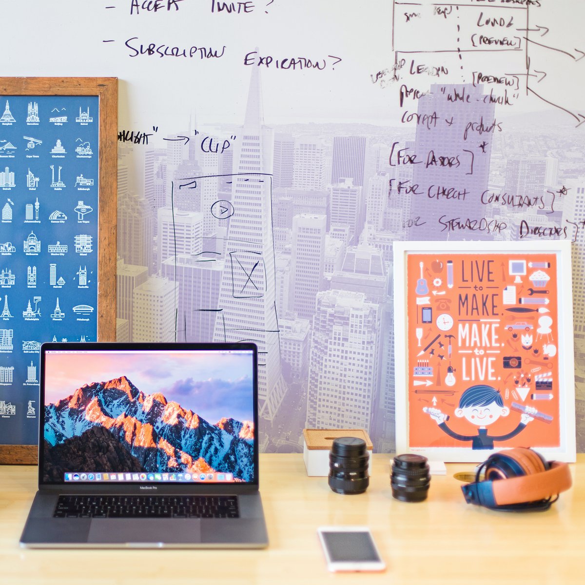 peerhatch's tweet photo. #workfromhomelife means spending 10 minutes perfecting your office setup for ideal social media photo, right? Then try desperately to remember what you were brainstorming on the wall before you clocked out... https://t.co/JKenydySV0