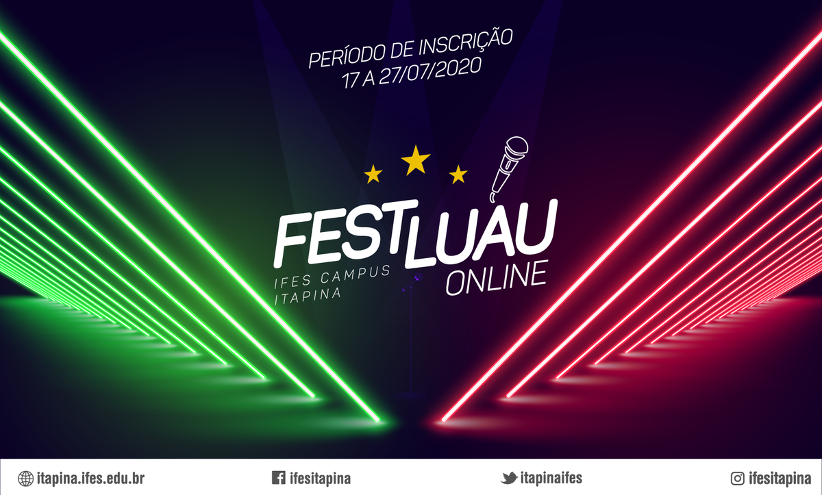 itapinaifes's tweet photo. Vai ter FestLuau sim! e será ao vivo no nosso instagram ❤️💚😁
Confira o edital em nosso site (https://t.co/ZvO36JNyYf)
Não esqueça de compartilhar com os amigos de turma.
Venha brilhar em nossas redes sociais!🤩😆
#FestLuau #IfesItapina #SomosIfes #Música #Itapina https://t.co/ZFBTc6SnOk
