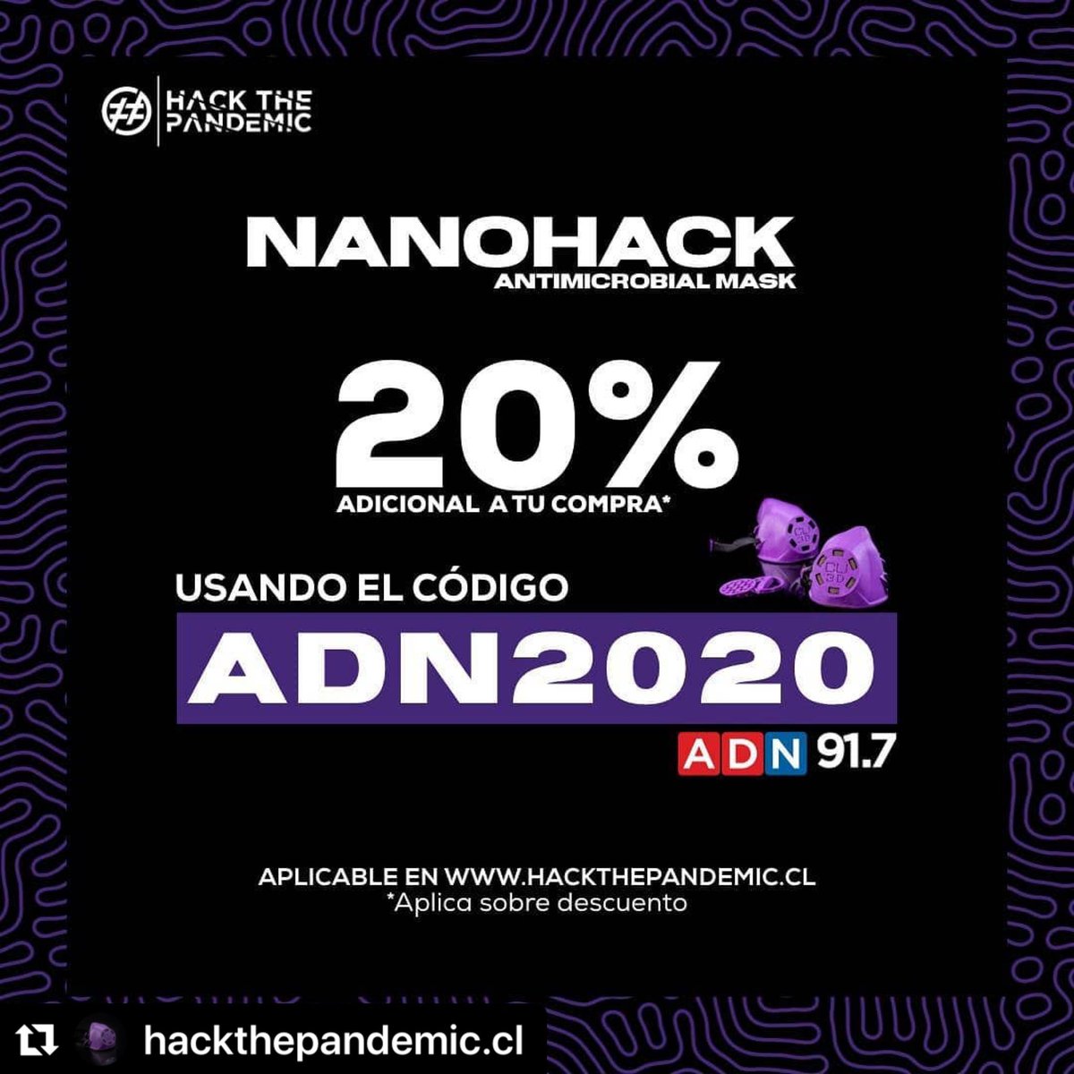 copper3d_chile's tweet photo. Hoy estuvimos con Radio ADN! @adnradiochile y para celebrarlo utilizando el código ADN2020 obtendrás un 20% de descuento en la compra de tu #NanoHack 🦠🚫! O #NanoKids!
#thisischile #chilegram #chile #plactive #fashion https://t.co/uSu4Xmoyuq